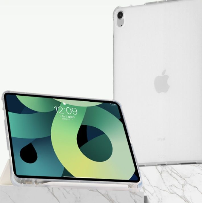 三つ折り透明背面保護カバー付きiPadAirケースカバー