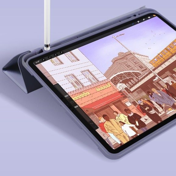 三つ折りペンホルダー付き保護 ipadAirカバーケース