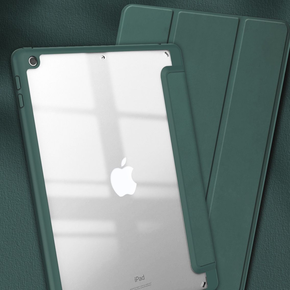 三つ折りスタンド機能付き透明背面保護ipadカバー