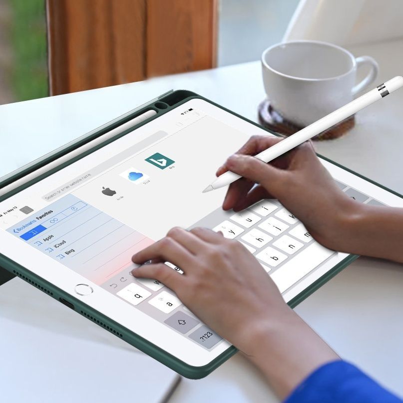 三つ折りスタンド機能付き透明背面保護ipadカバー