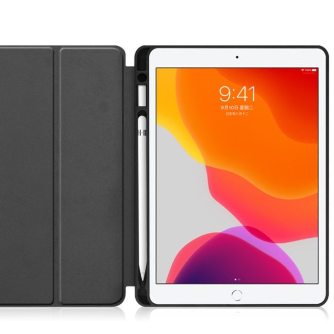  ペンホルダー付き三つ折りスタンド機能付きipadカバー