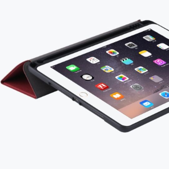 三つ折りスタンド機能付きペンホルダー搭載保護ipad proカバーケース