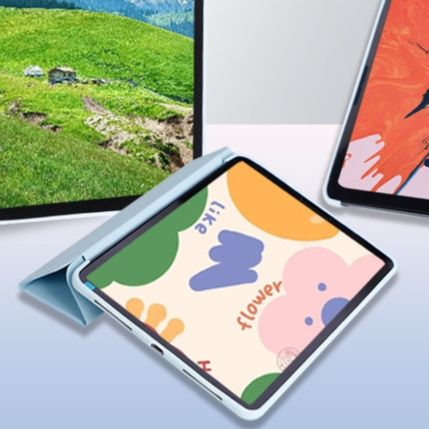 動画視聴やタイピング対応三つ折りスタンド機能付き ipad pro保護カバーケース