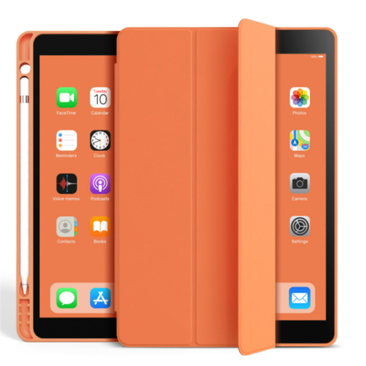 ipadカバー 多機能筆ホルダー付き三つ折り保護ケース