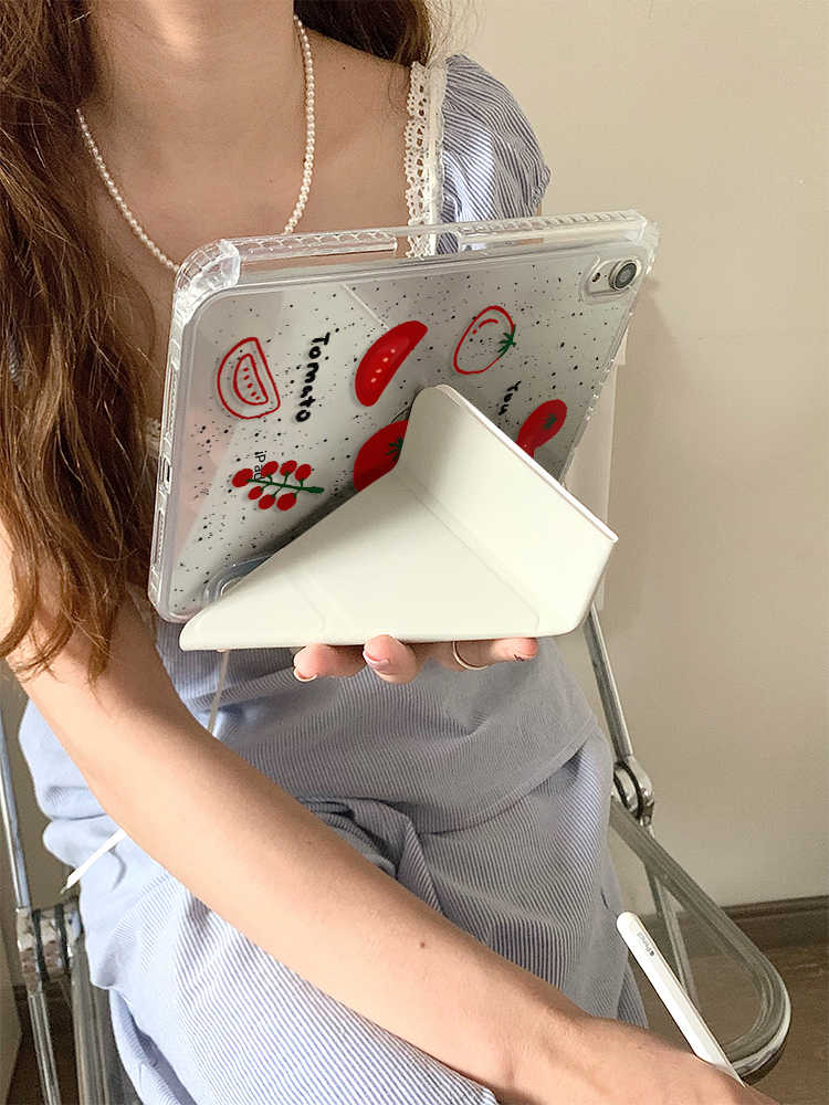 ipadカバー フルーツ柄スタンド付き保護ケース