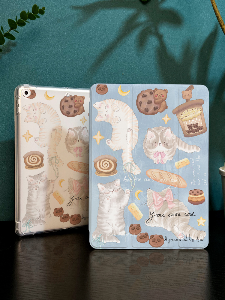 ipadカバー 眠り猫のスイーツタイム保護カバー