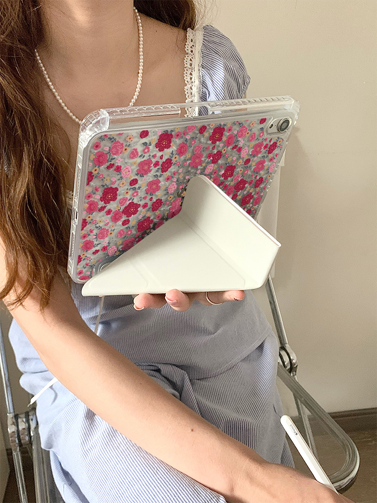 ipadカバー 花園模様の手帳型保護ケース