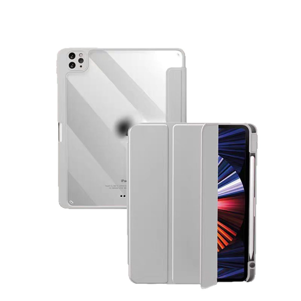 ipadカバー クリスタルカバー 三つ折り保護ケース