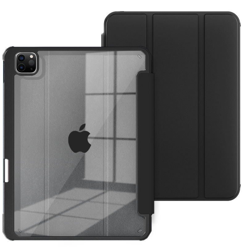 ipadカバー クリアバック三つ折りスマート保護ケース