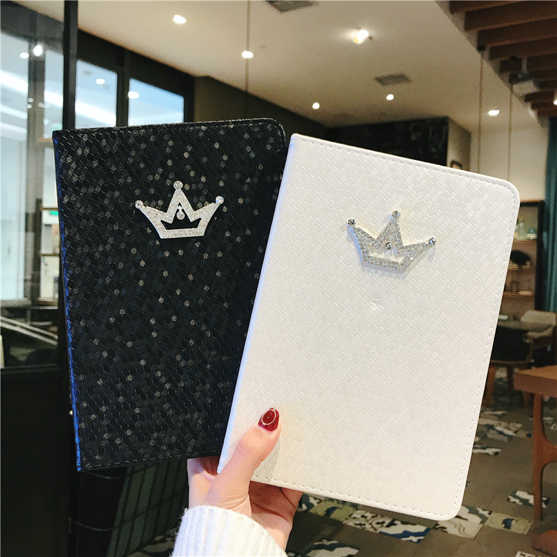 ipadカバー 王冠キラキラ装飾タブレットケース