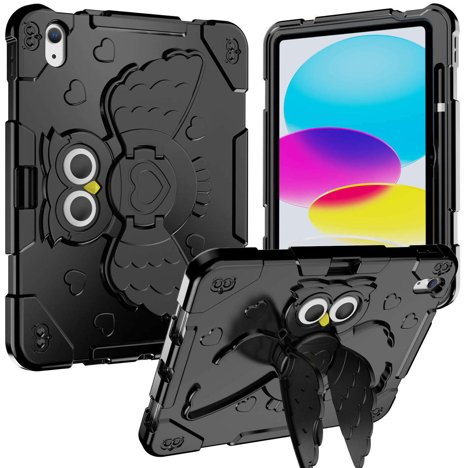ipadカバー ふくろう型スタンド付き児童用保護カバー