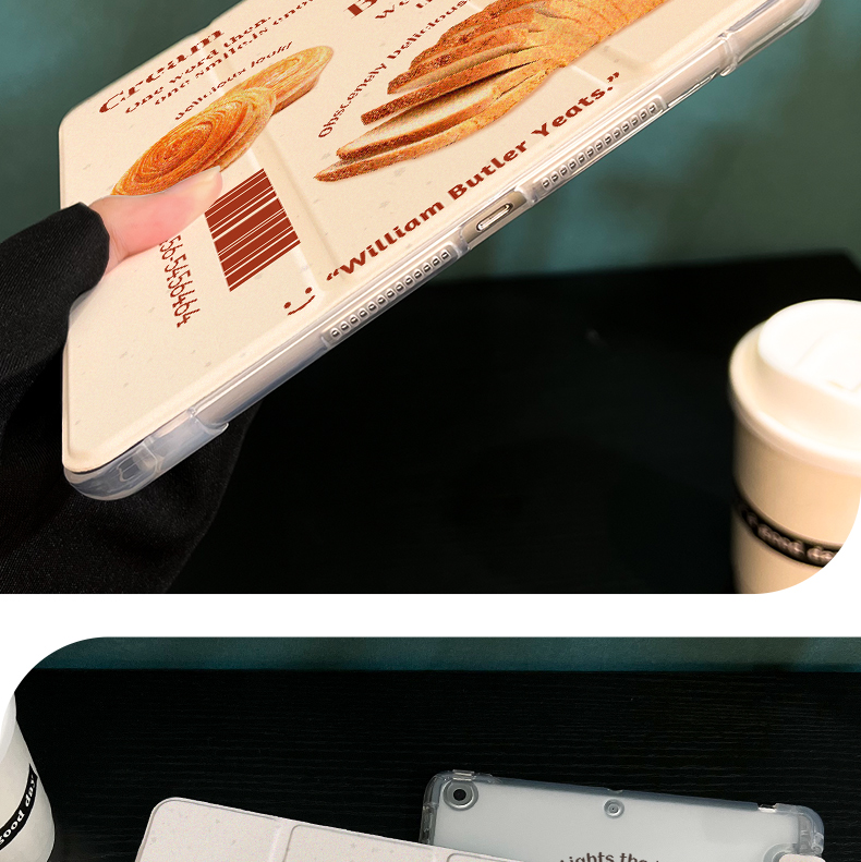 ipadカバー 焼き立てパン柄の透明端末保護カバー