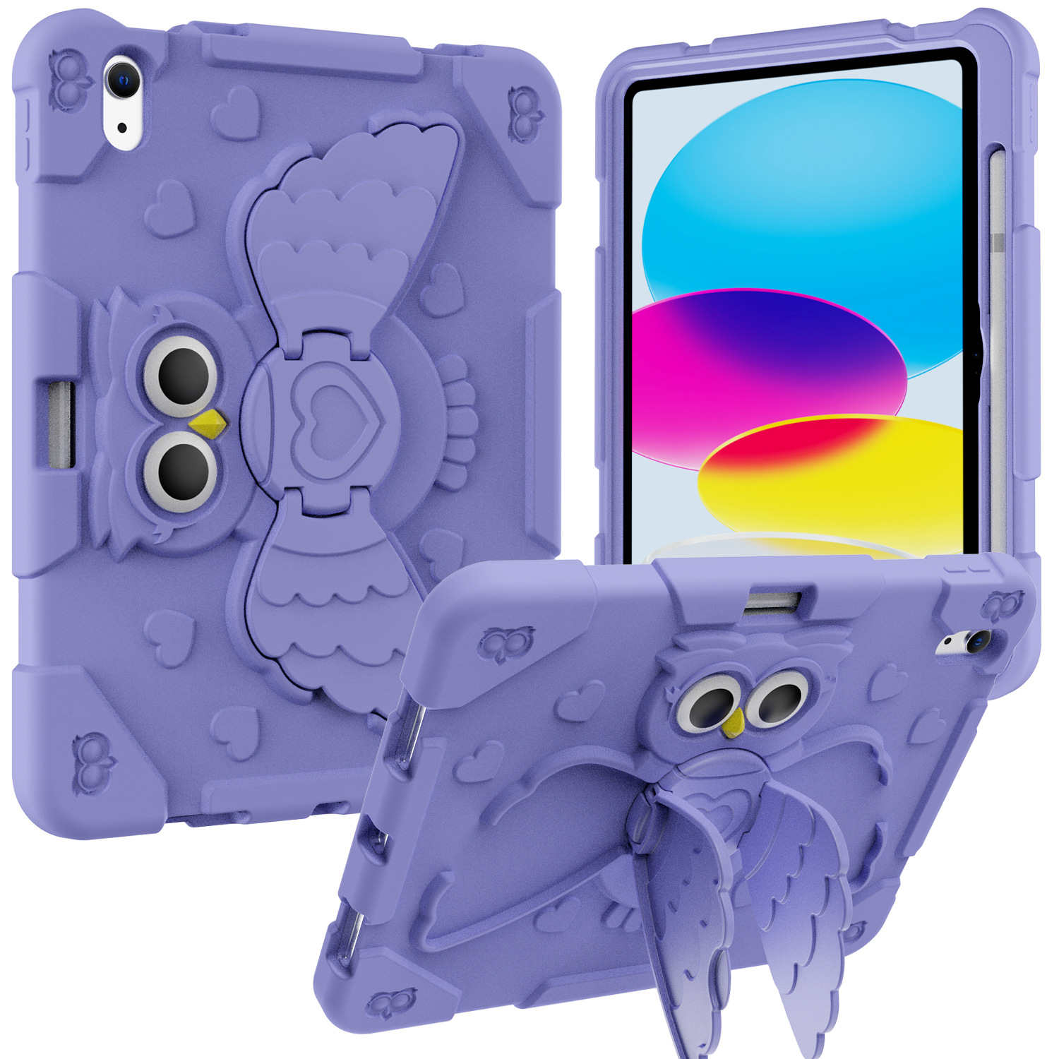 ipadカバー ふくろう型スタンド付き児童用保護カバー
