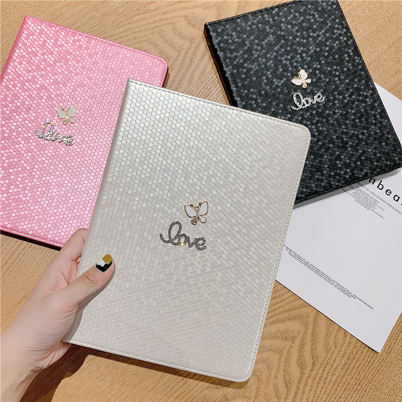 ipadカバー 蝶モチーフ六角形型押し保護カバー