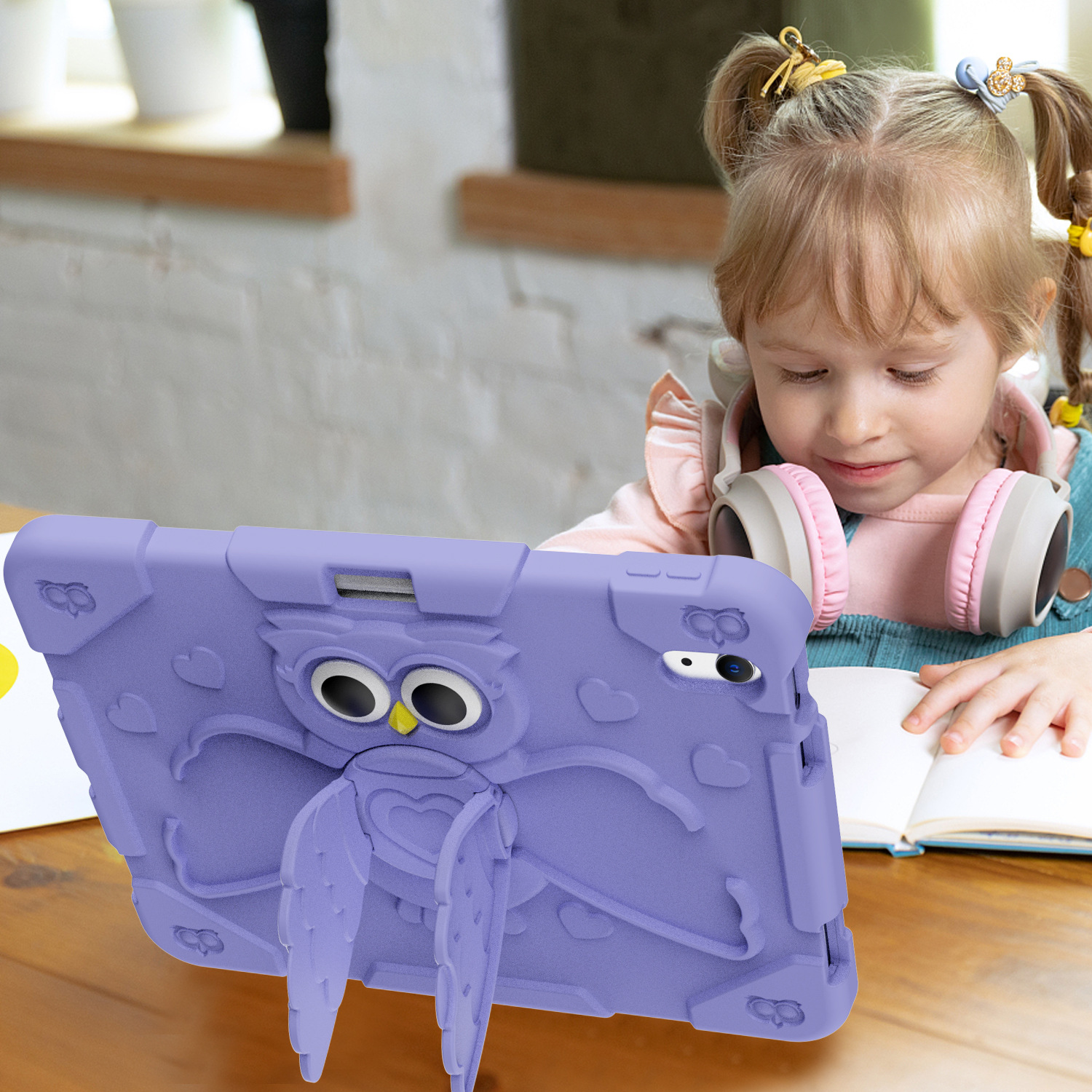 ipadカバー ふくろう型スタンド付き児童用保護カバー