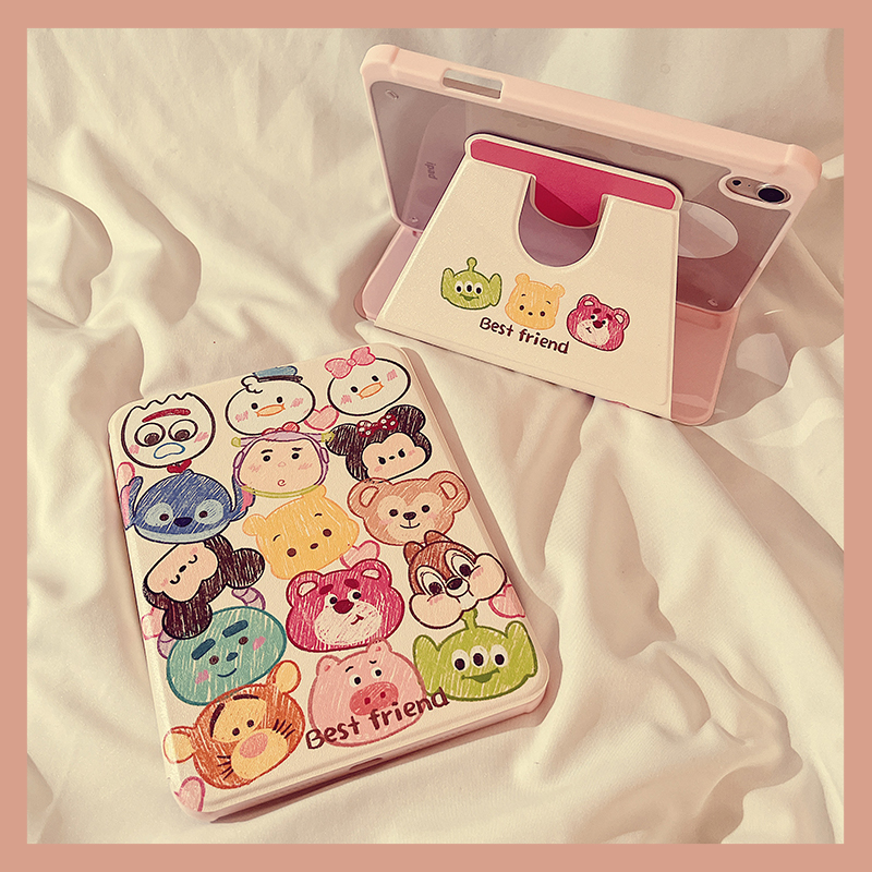 ipadカバー かわいいキャラクター総柄スタンド機能付きケース