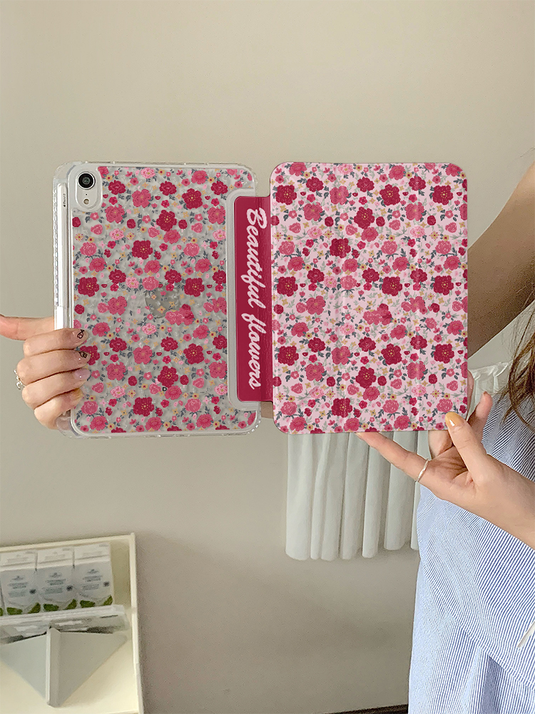 ipadカバー 花園模様の手帳型保護ケース