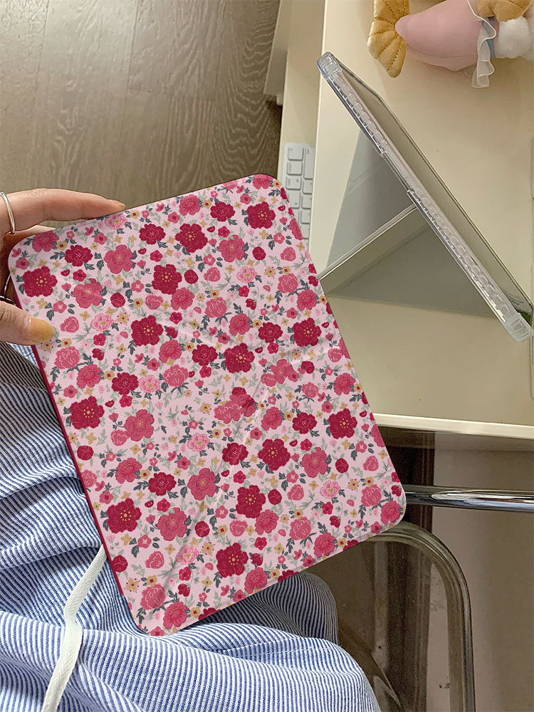 ipadカバー 花園模様の手帳型保護ケース
