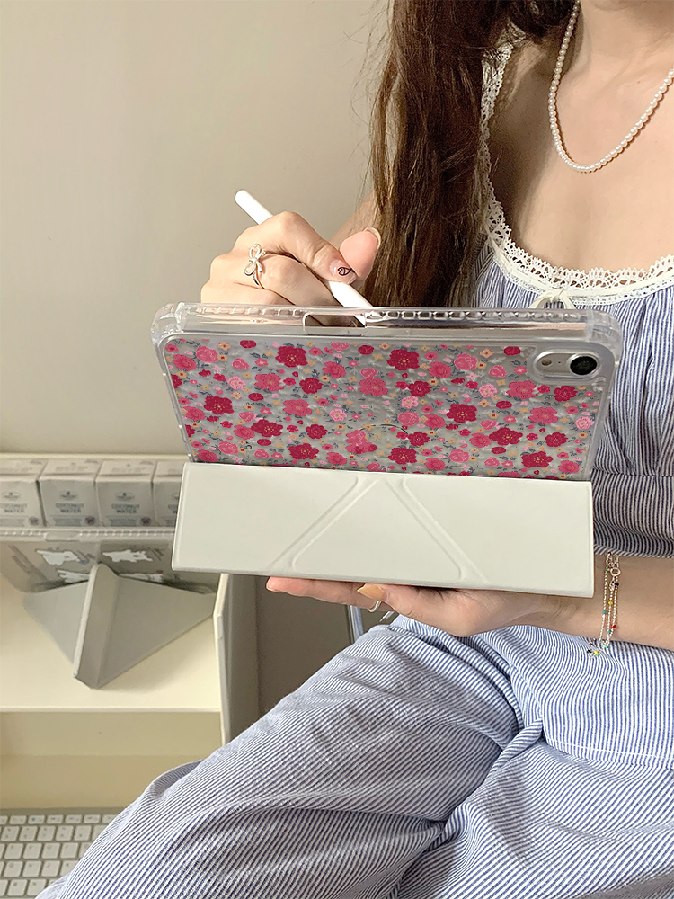 ipadカバー 花園模様の手帳型保護ケース