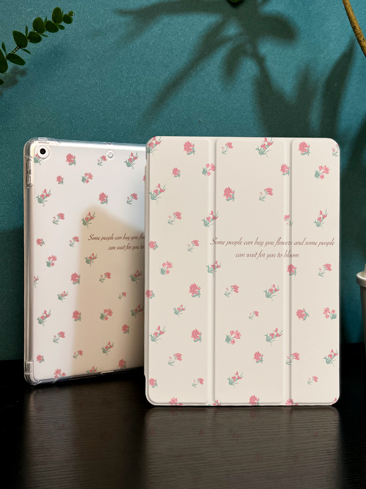 ipadカバー 花模様の優しさ 筆挿し付き三つ折り保護カバー