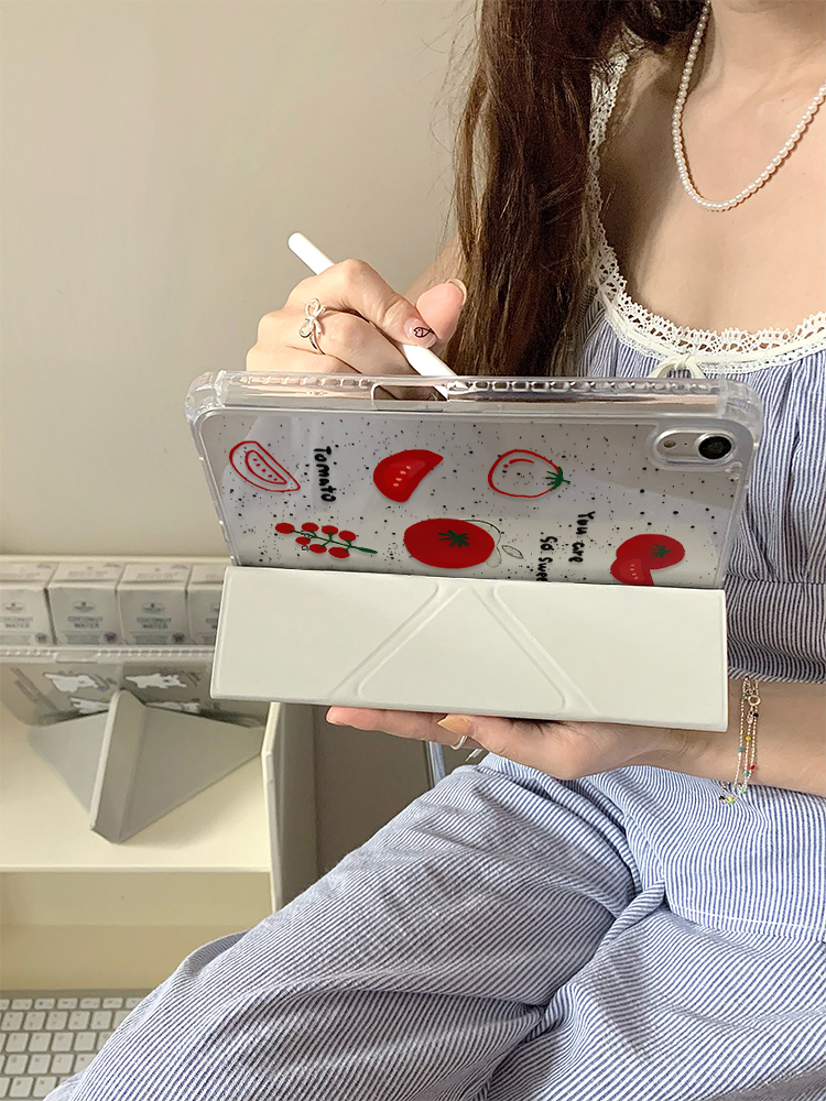 ipadカバー フルーツ柄スタンド付き保護ケース