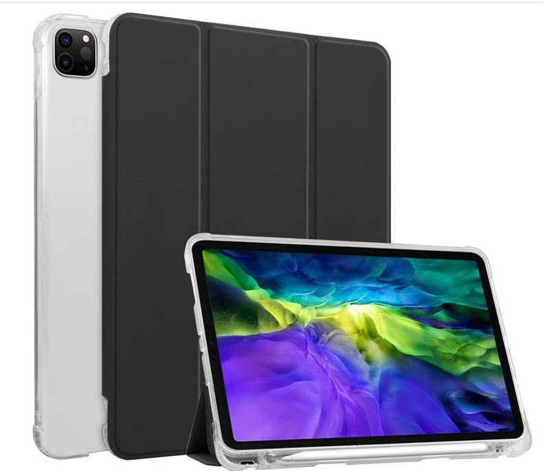 ipadカバー 三つ折りスタンド機能付き透明背面iPad Pro ケース