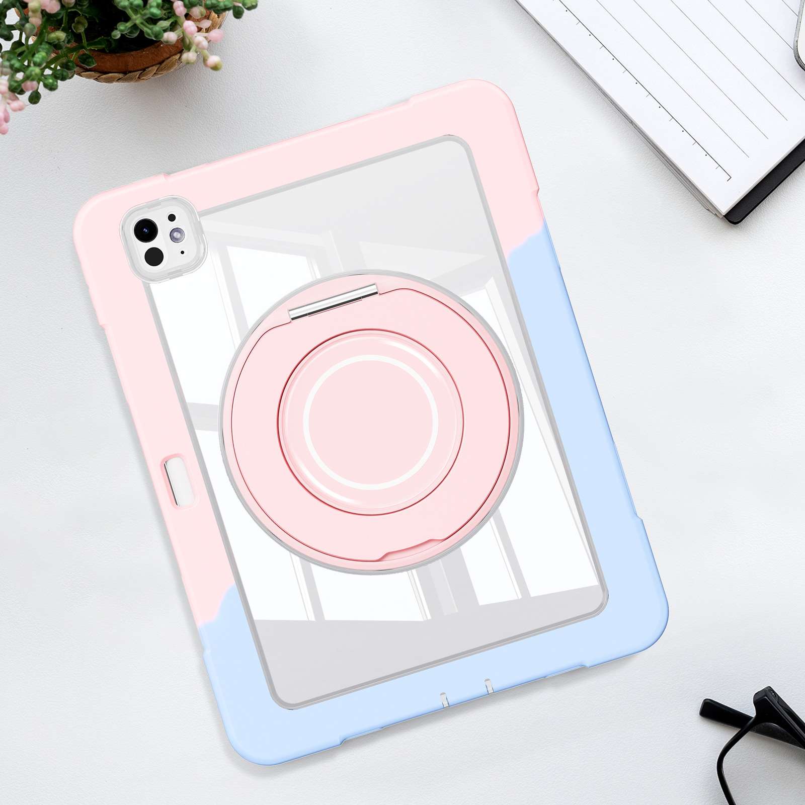iPadケース　円形スタンド付き 多機能保護ケース