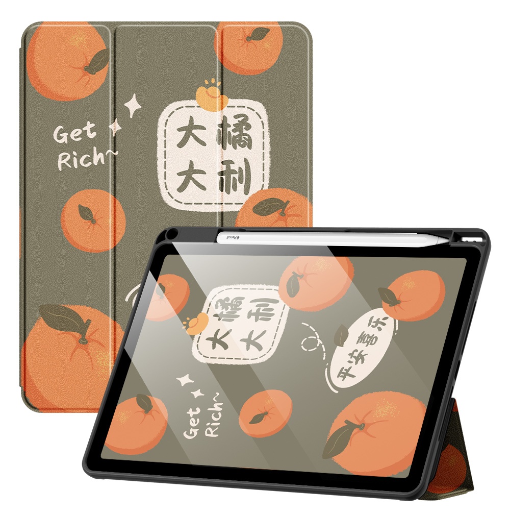 タブレットケース タブレットケース 縁起みかん柄 福招き保護カバー