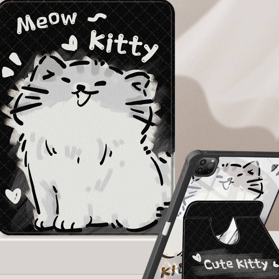タブレットケース 猫ちゃん集合 回転式保護カバー