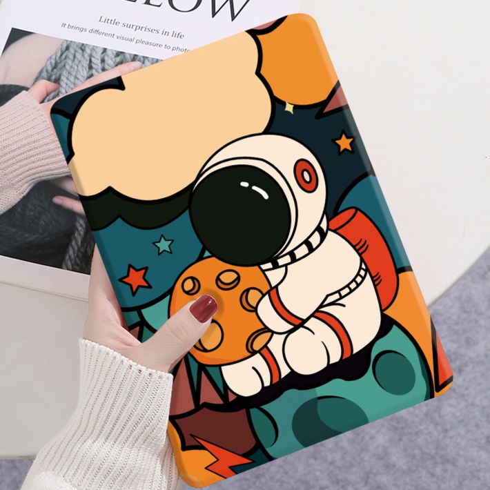 タブレットケース 宇宙飛行士と猫ちゃん 可愛いタブレット保護カバー