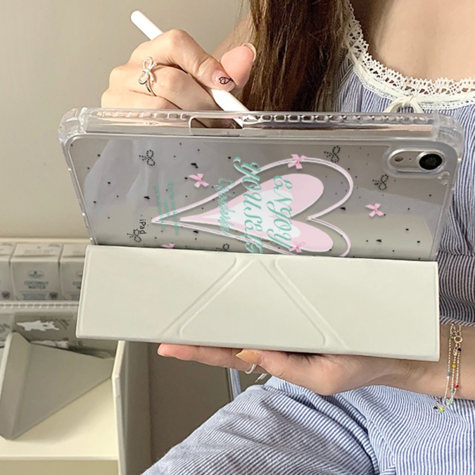 タブレットケース ハート模様 折り畳み式タブレット保護カバー