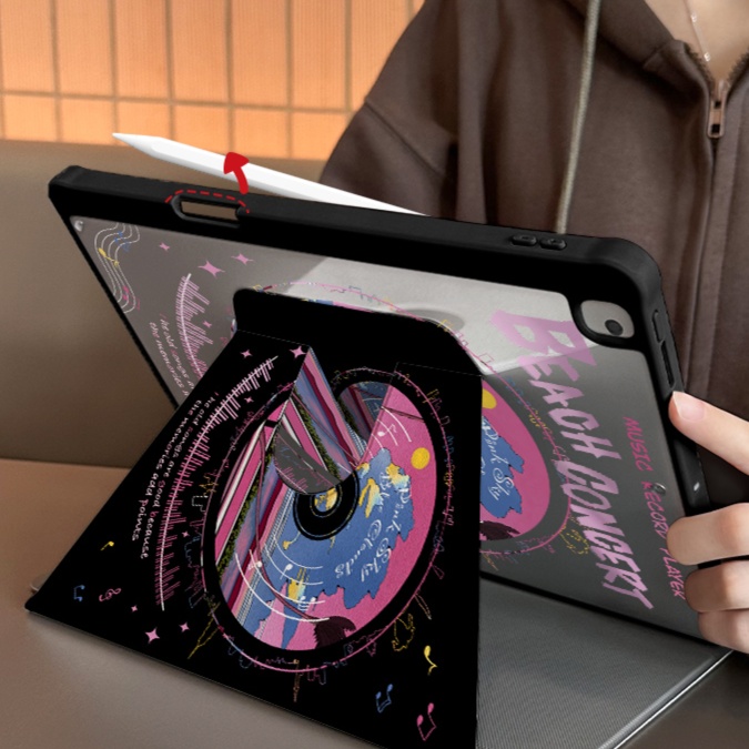 音楽祭レコードデザイン 折りたたみタブレットケース