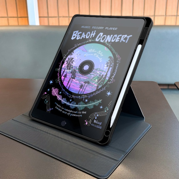 音楽祭レコードデザイン 折りたたみタブレットケース