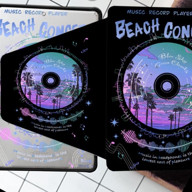 音楽祭レコードデザイン 折りたたみタブレットケース