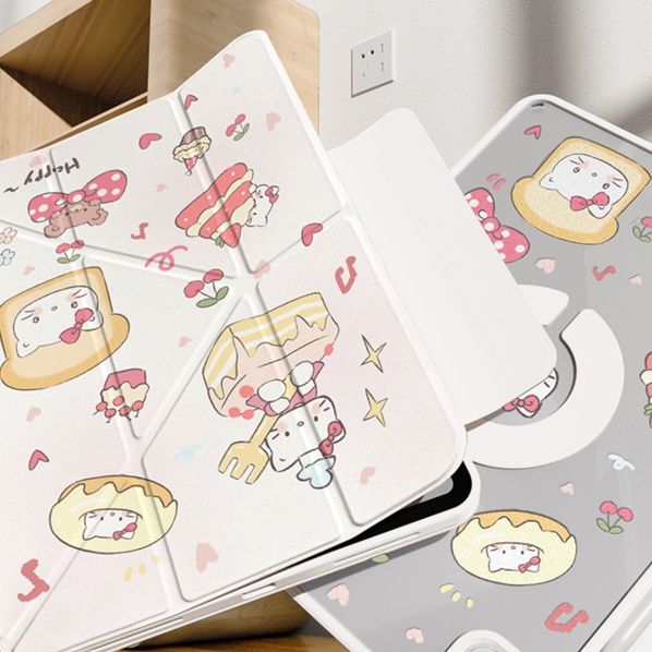 かわいい猫菓子柄 透明保護タブレットケース