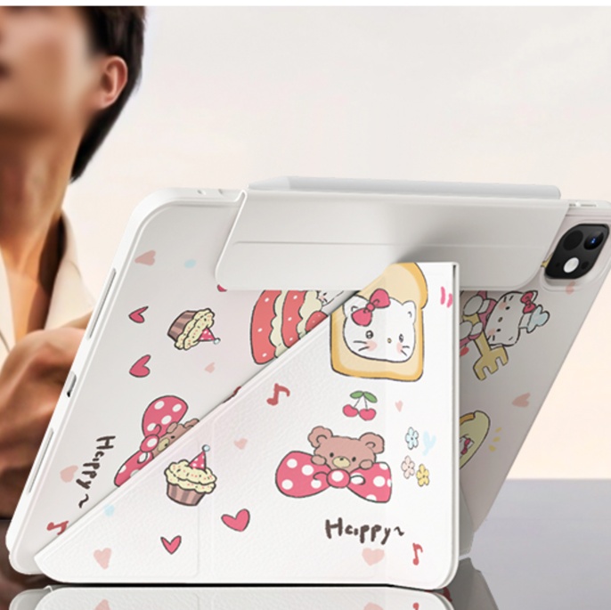 かわいい猫菓子柄 透明保護タブレットケース