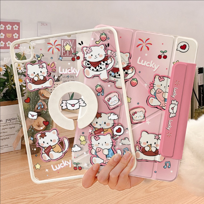 かわいい猫菓子柄 透明保護タブレットケース