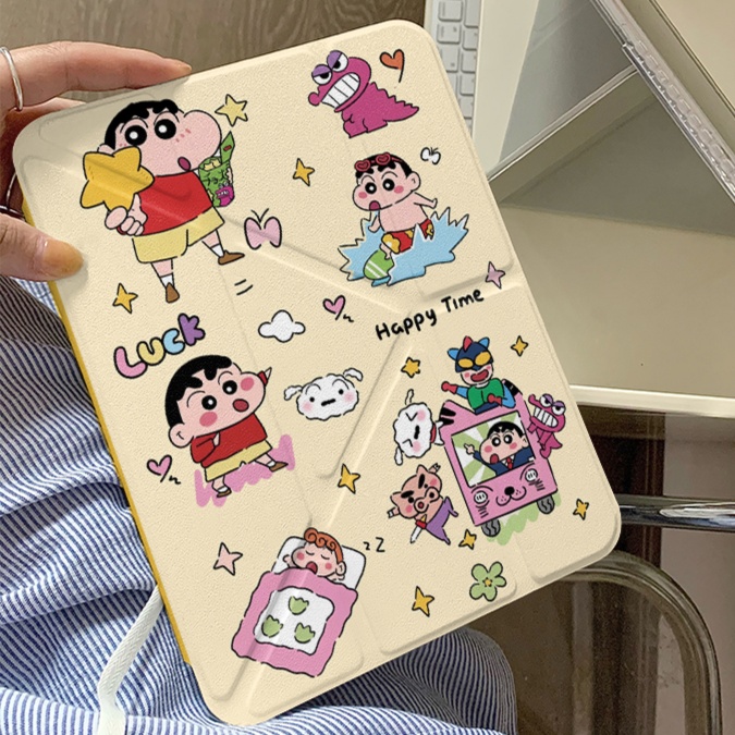かわいい漫画キャラクター柄 折りたたみスタンドタブレットケース
