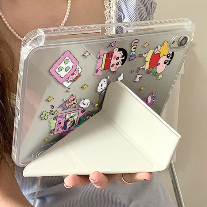 かわいい漫画キャラクター柄 折りたたみスタンドタブレットケース