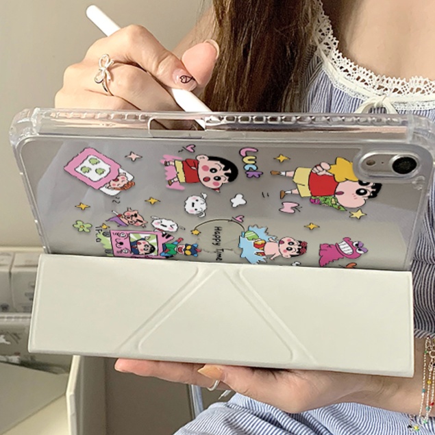 かわいい漫画キャラクター柄 折りたたみスタンドタブレットケース