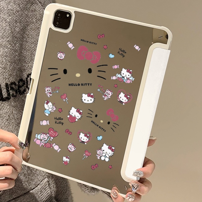 猫キャラクター柄 折り畳み式保護タブレットケース