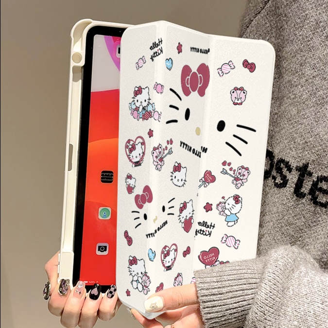 猫キャラクター柄 折り畳み式保護タブレットケース
