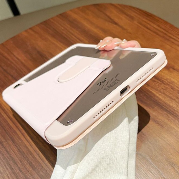 タブレットケース 多機能ポケット付き透明背面保護ケース