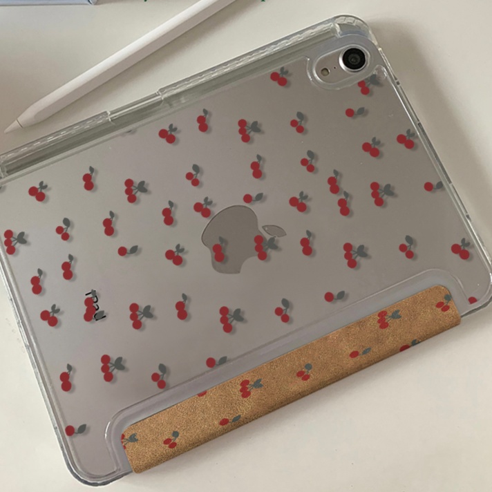 さくらんぼ柄 折りたたみ式保護タブレットケース