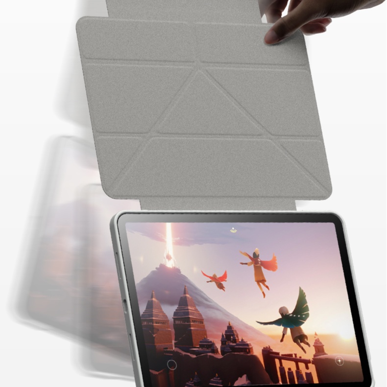 タブレットケース 磁気充電対応 筆収納機能付き透明保護ケース
