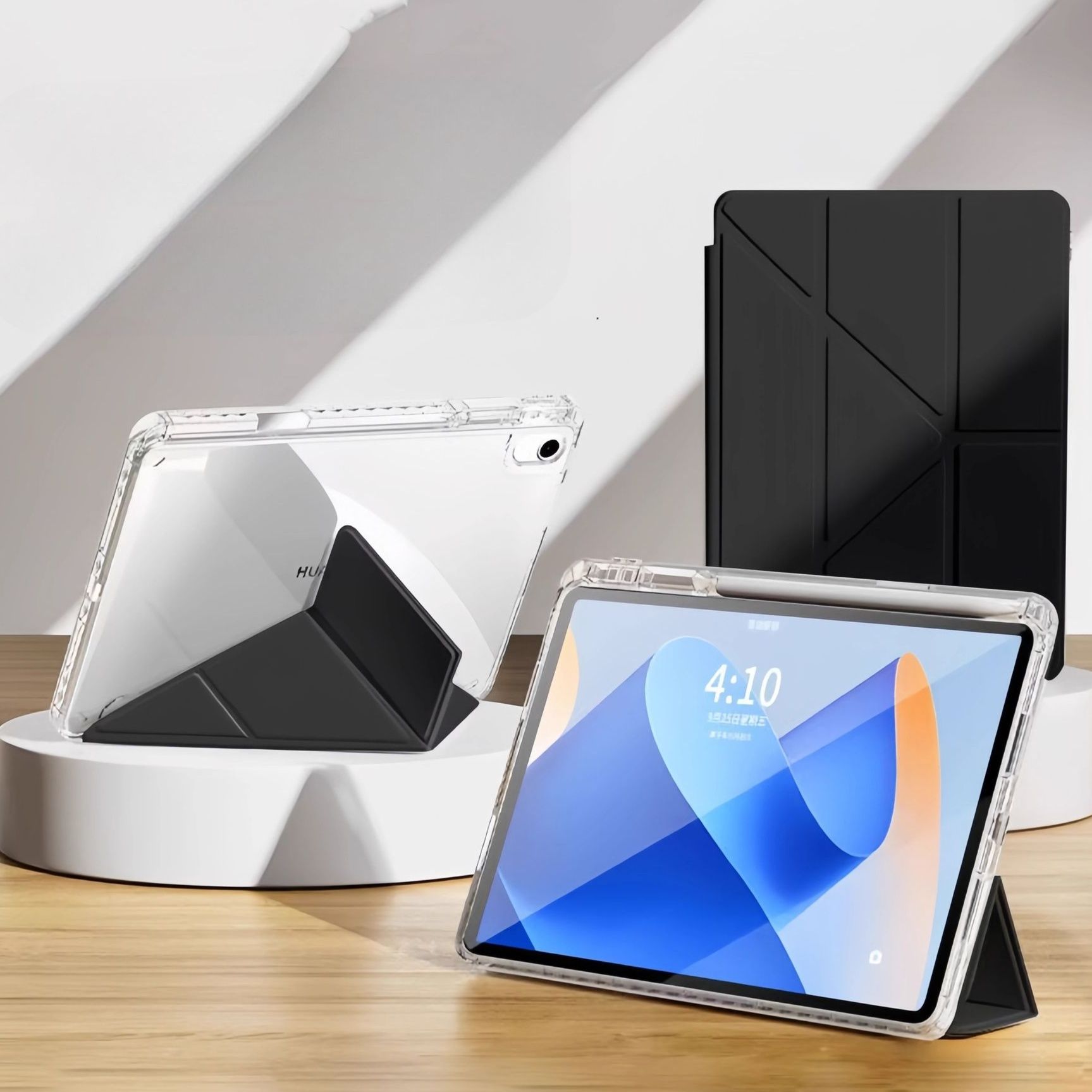 タブレットケース タブレットケース 三つ折り設計 多角形型タブレット保護カバー