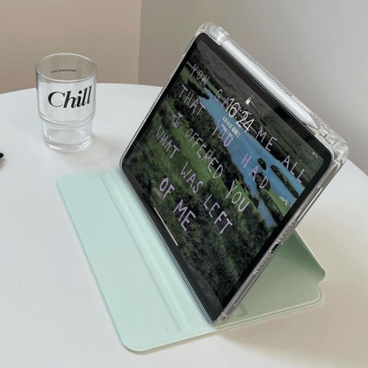 タブレットケース タブレットケース クリア背面保護スタンド機能付き手帳型ケース