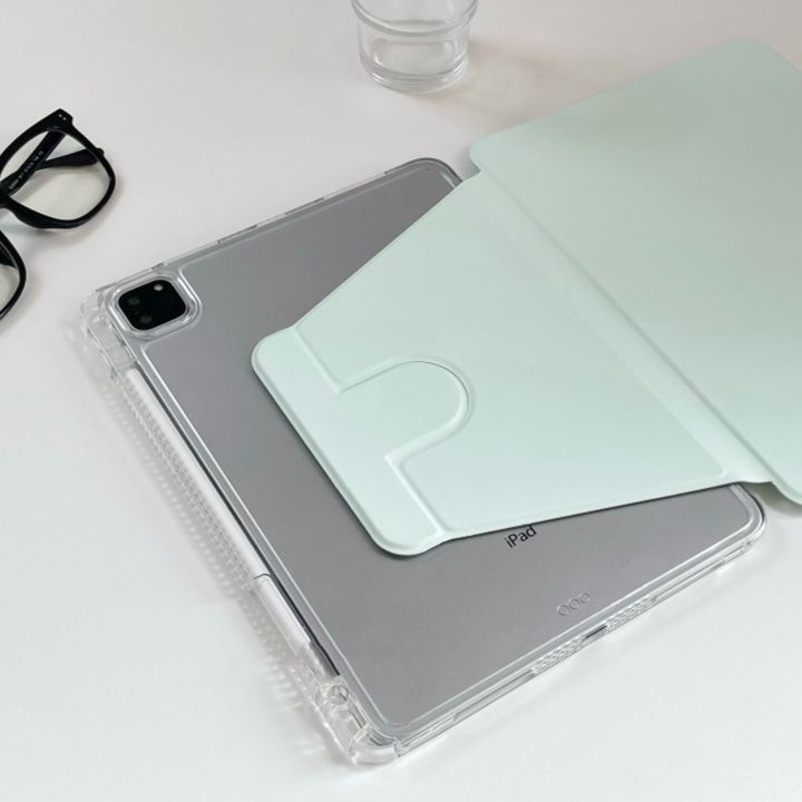 タブレットケース タブレットケース クリア背面保護スタンド機能付き手帳型ケース