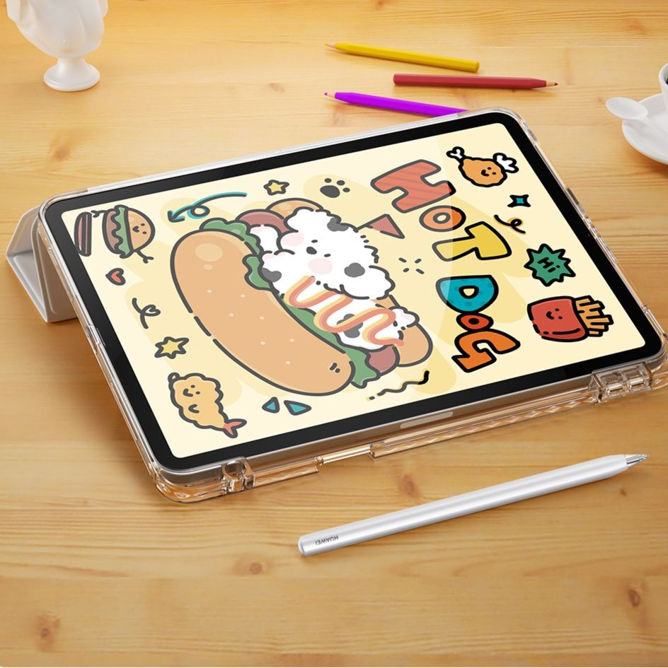 タブレットケース タブレットケース 三段階調整可能 透明保護ケース