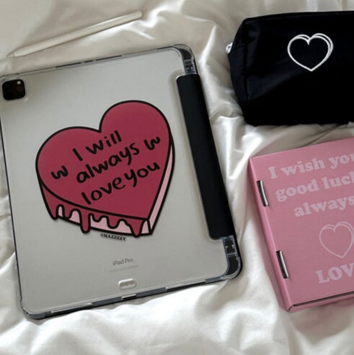 タブレットケース タブレットケース 溶けるハート透明保護ケース